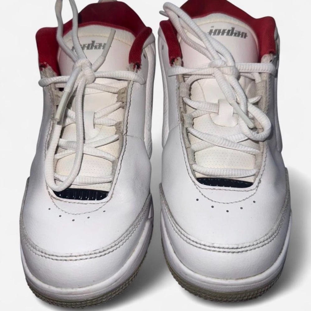 Jordan Kids White and Red Low-Top Sneakers